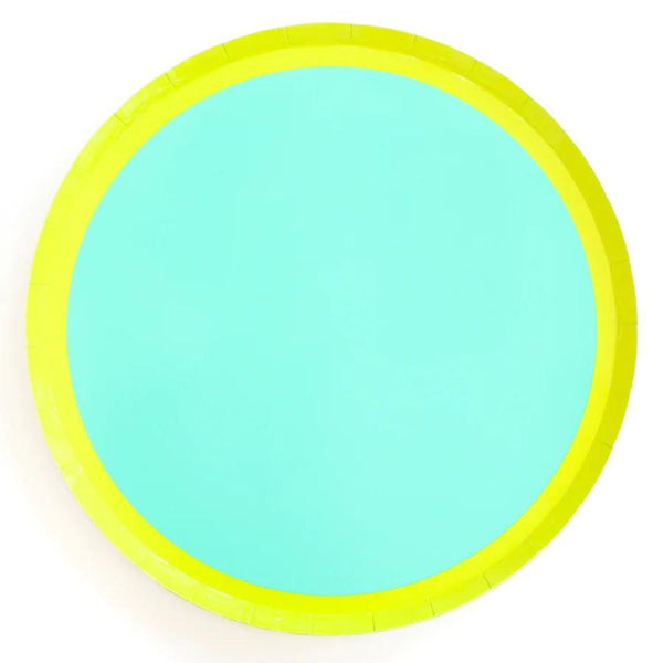 KAC Color Block Paper Party Ware - 10" Turquoise + Lime - Serveware - Feliz Modern