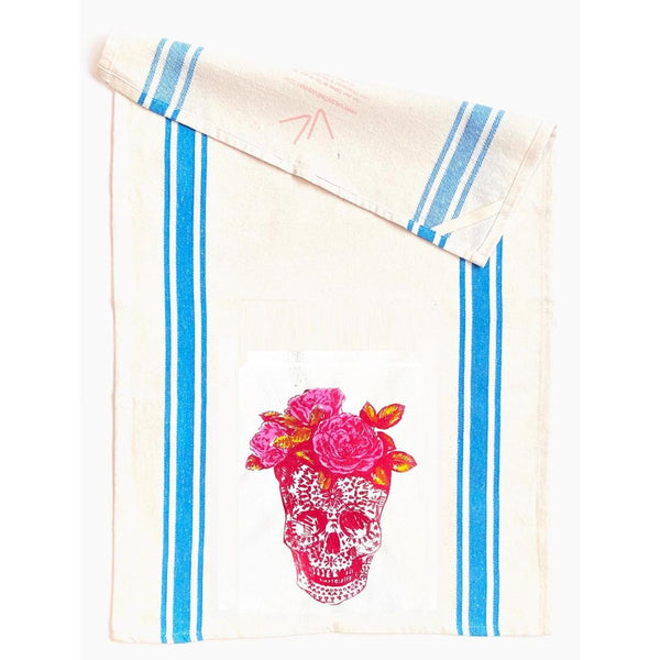 VVF Flower Sugar Skull Tea Towel -  - Tea Towels & Napkins - Feliz Modern