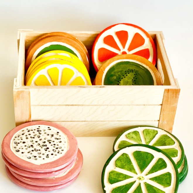 SMOC* Handmade Ceramic Fruit Coasters