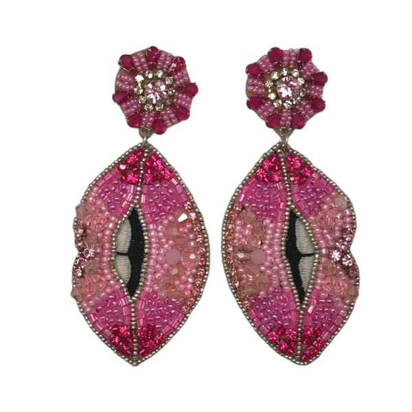 ALS* Pink Jeweled Lip Earrings -  - Earrings - Feliz Modern