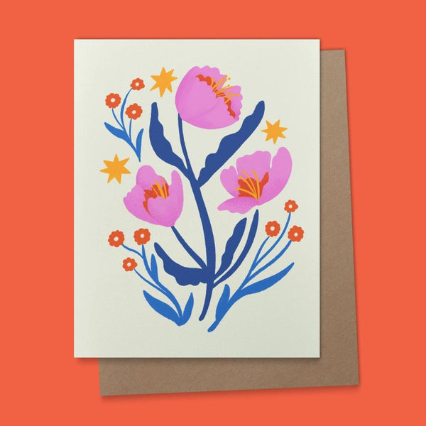 AAPK Pink Floral Folk Art Card