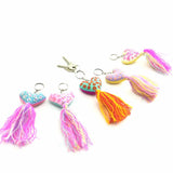 LMY Embroidered Heart Tassel Keychain - - Keychains - Feliz Modern