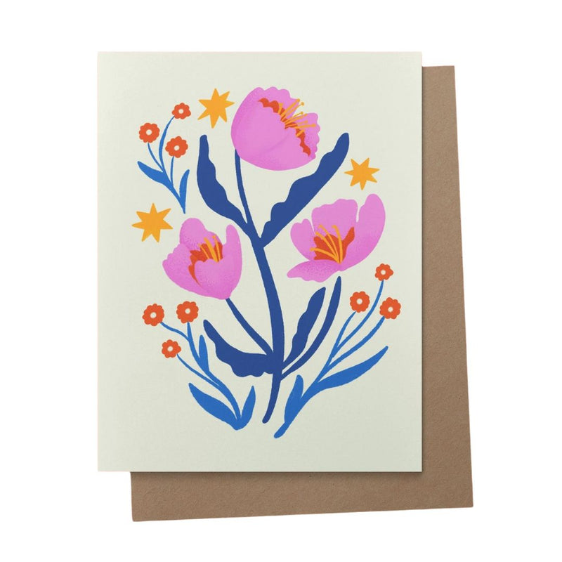 AAPK Pink Floral Folk Art Card -  - Cards - Feliz Modern