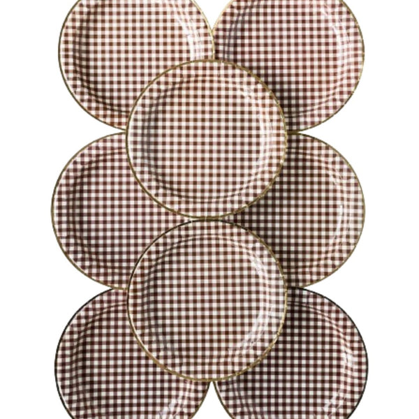 MMEY Harvest Brown Gingham Plates -  - Party Supplies - Feliz Modern
