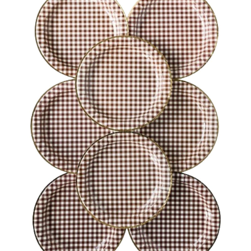 MMEY Harvest Brown Gingham Plates -  - Party Supplies - Feliz Modern