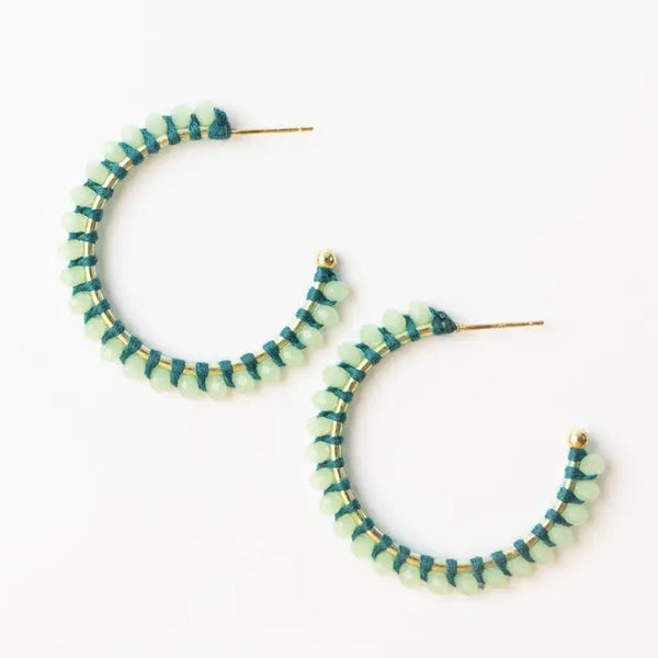 IKA Mint Beaded Hoop Earrings
