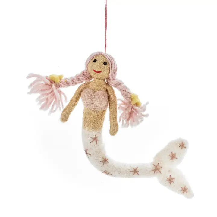 FSG Magical Mermaids Felt Ornaments - Sandy/Pink - Christmas - Feliz Modern