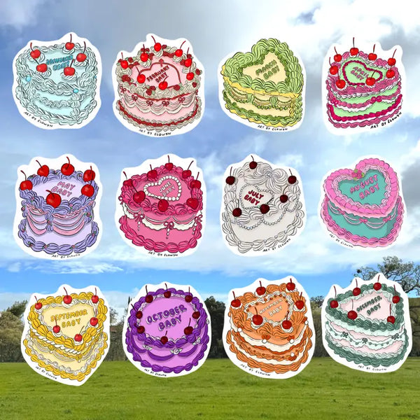 ABE Birth Month Cake Stickers - - Stickers - Feliz Modern