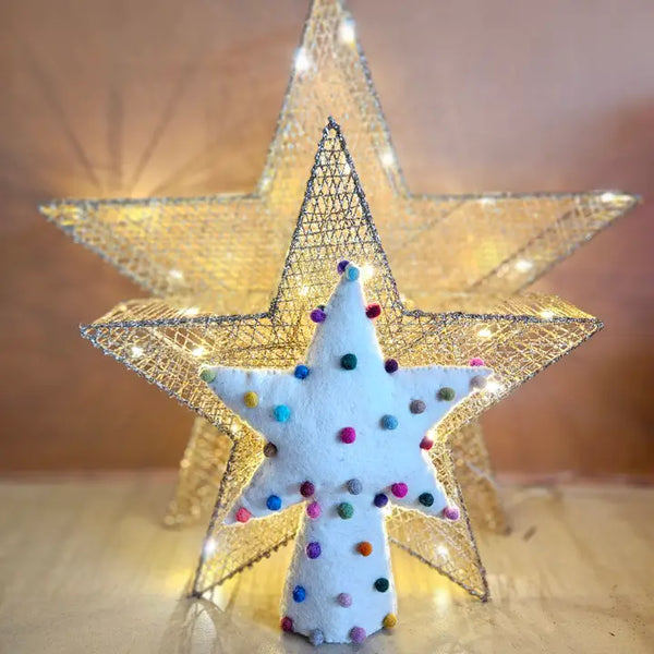 FSG PomPom Star Felt Tree Topper - - Christmas - Feliz Modern