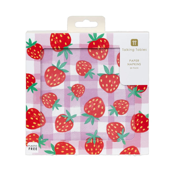 TTA Strawberry Gingham Napkins -  - Party Supplies - Feliz Modern