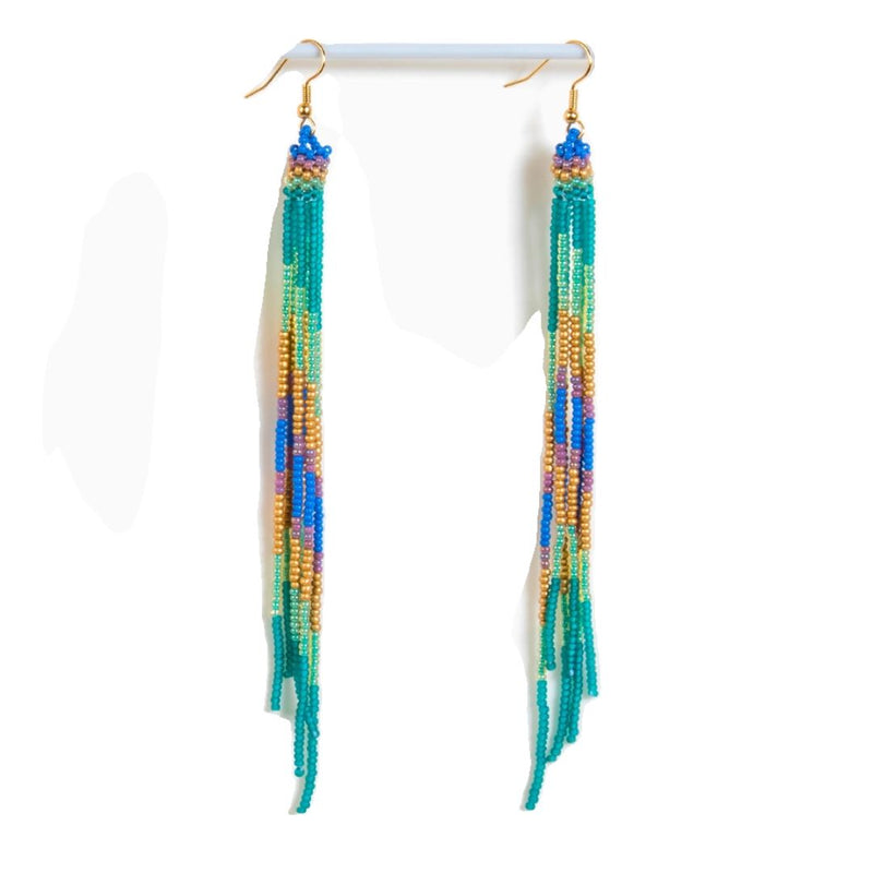 AIPO Green Multi Fringe Earrings -  - Earrings - Feliz Modern