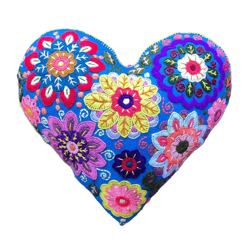 DAI Heart Floral Pillows - Blue - Pillows & Throws - Feliz Modern