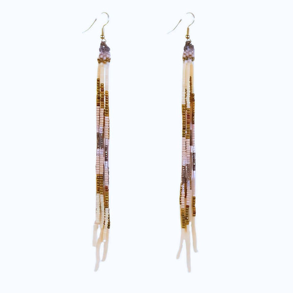 AIPO Mauve Sand Fringe Earrings -  - Earrings - Feliz Modern