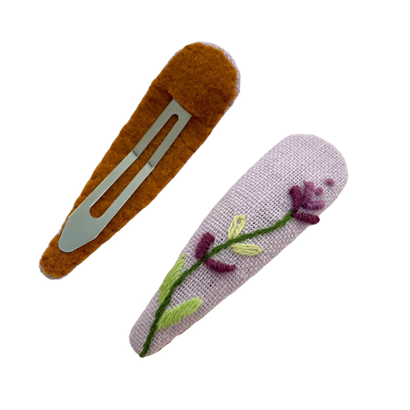 QECF Embroidered Hair Clip - Purple Lavender - Hair Accessories - Feliz Modern