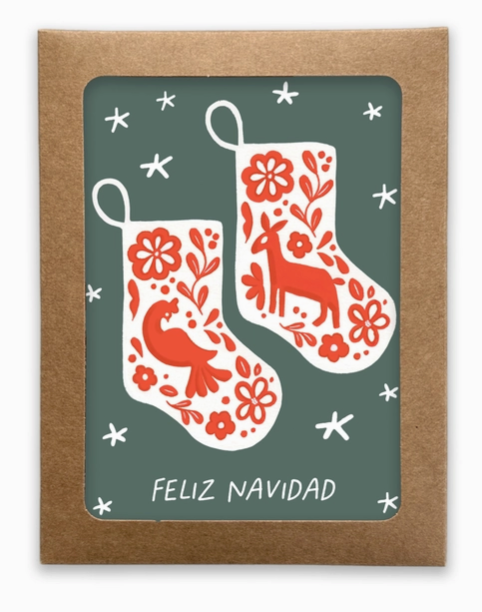 IMGC Otomi Stocking Set of Cards - - Christmas - Feliz Modern