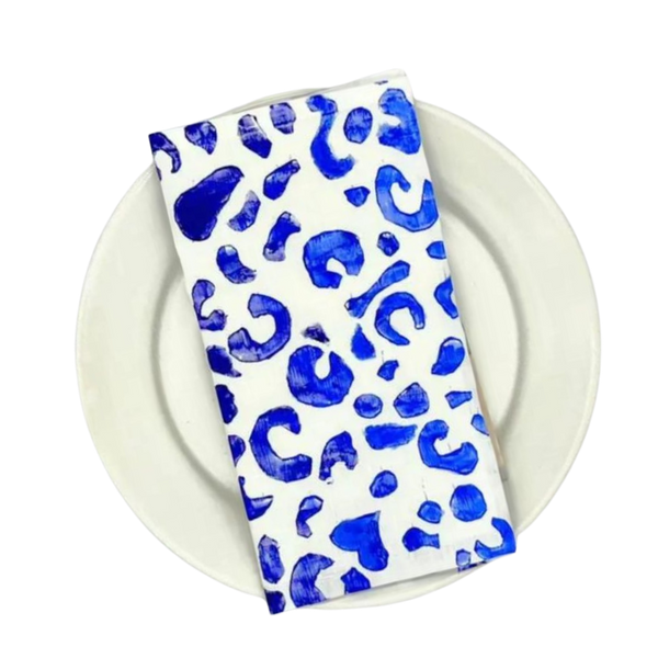 TLSA Blue Cheetah Print Tea Towel Set -  - Tea Towels & Napkins - Feliz Modern