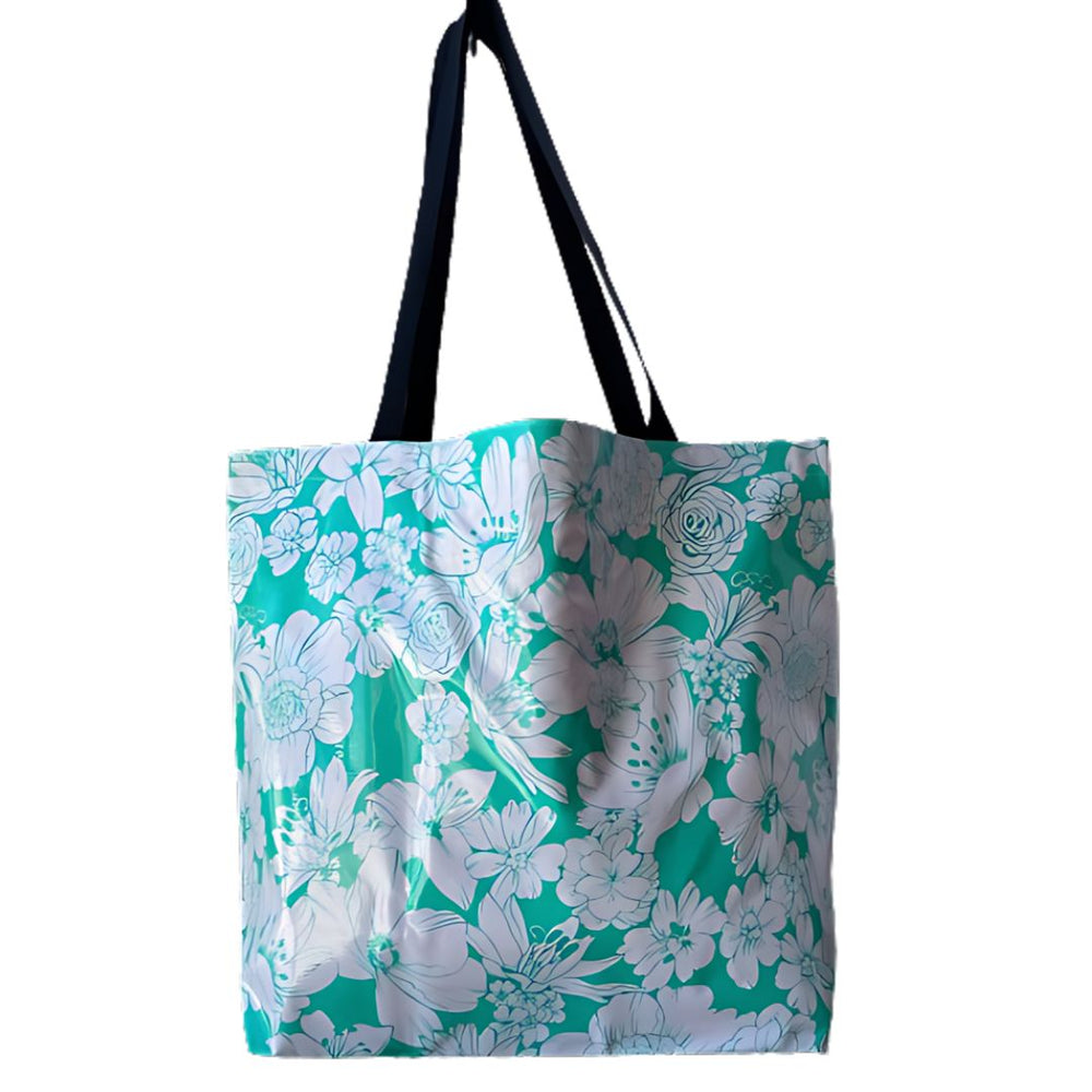aqua tote travel water bag OCI Aqua Floral Tote Bag