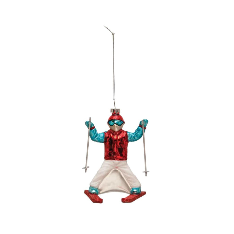 CCO Skier Ornament - Blue & Red Skier - Christmas - Feliz Modern