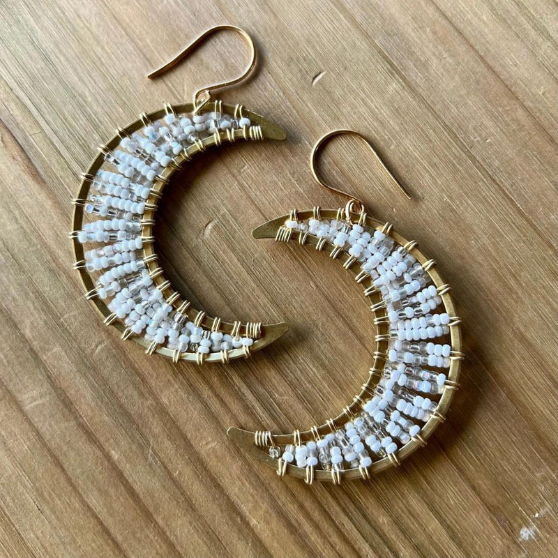 MNGL Brass Crescent Moon Earrings -  - Earrings - Feliz Modern