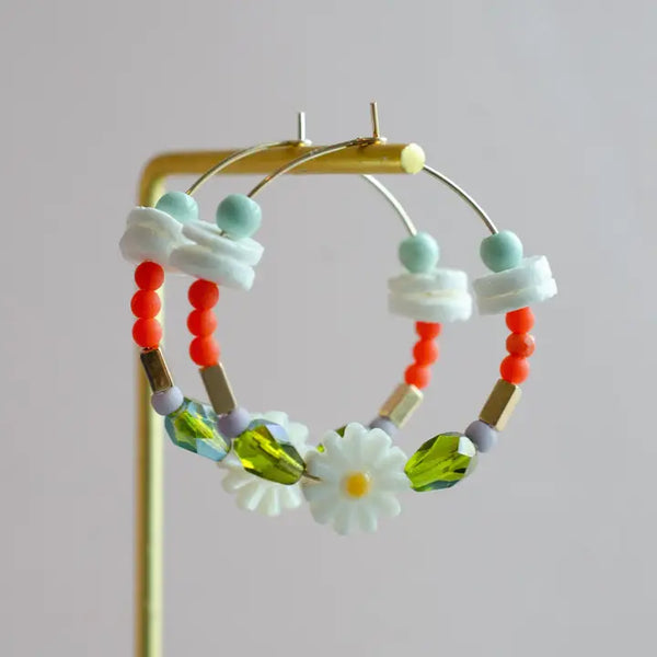 JLMS Daisy Beaded Hoops
