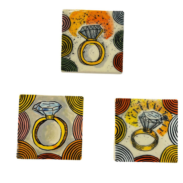 ENAD Small Coaster Tiles - Diamond Ring - Drinkware - Feliz Modern