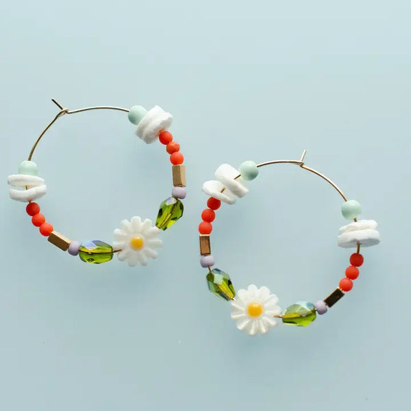JLMS Daisy Beaded Hoops