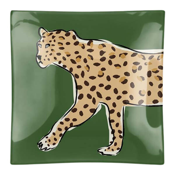 CRBL* Walking Leopard Trinket Tray - Green - Trays - Feliz Modern
