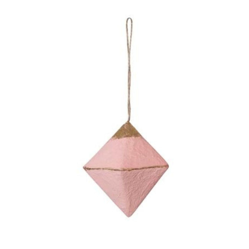 CCO Paper Mache Geometric Ornaments - Light Pink - Christmas - Feliz Modern