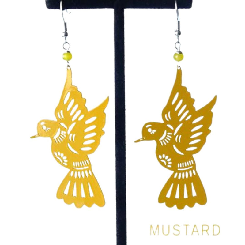 XOC Papel Picado Dove Earrings - Mustard Yellow - Earrings - Feliz Modern