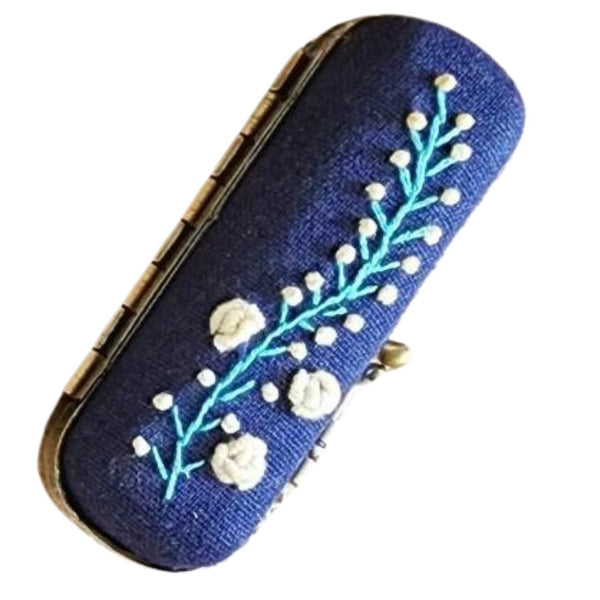 QECF Embroidered Lipstick Case - Navy - Accessory - Feliz Modern