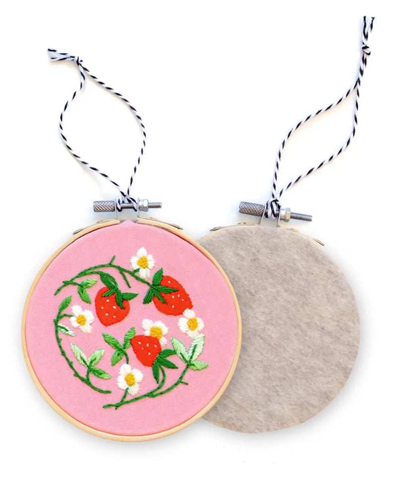 ATQ Strawberry Embroidered Ornament DIY Kit - - Christmas - Feliz Modern