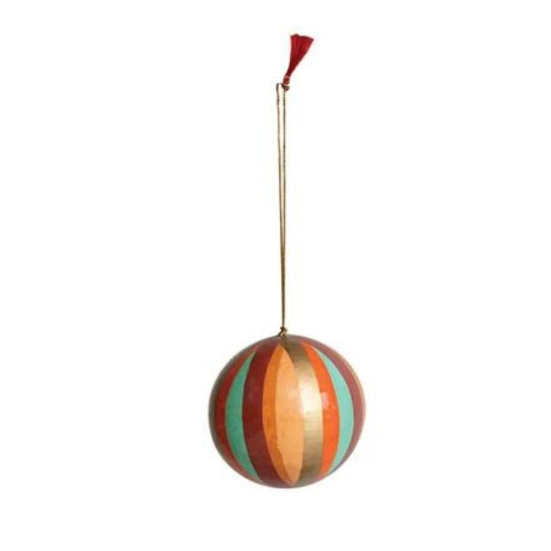 CCO Festive Paper Mache Ornaments - Orange Stripe - Christmas - Feliz Modern