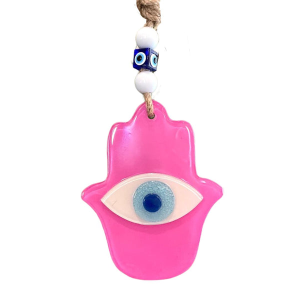 TNZB* Hanging Glass Hamsa - Pink - Decor Objects - Feliz Modern