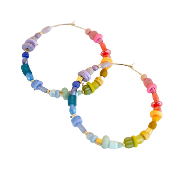 JLMS Beaded Hoop Earrings -  - Earrings - Feliz Modern