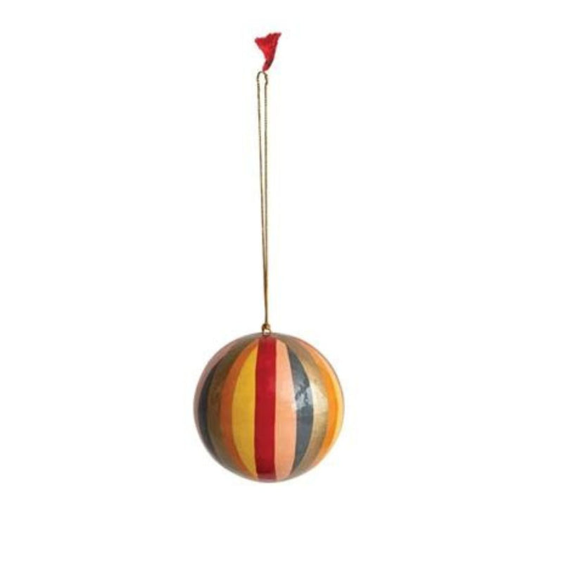 CCO Festive Paper Mache Ornaments - Red Stripe - Christmas - Feliz Modern