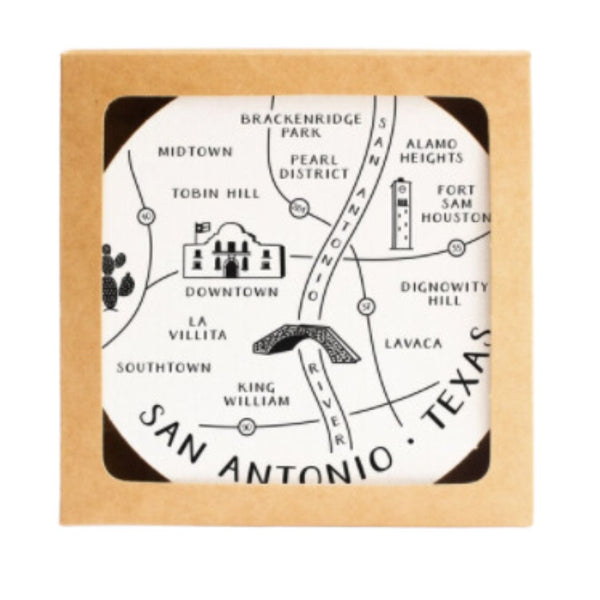 ONKS San Antonio Map Coaster Set -  - Coasters - Feliz Modern