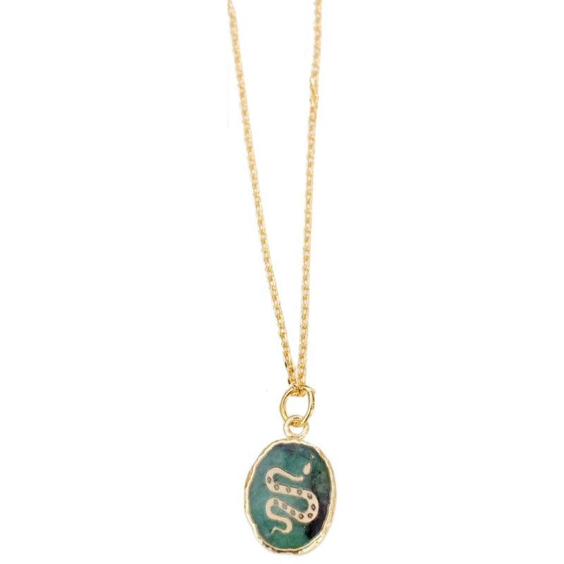 JLMS Emerald Snake Necklace -  - Necklaces - Feliz Modern