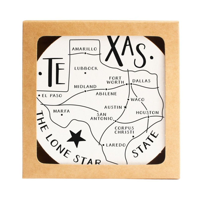 ONKS Texas State Map Coaster Set -  - Coasters - Feliz Modern