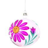 CFC Fiesta Flower Bauble Ornament - White w Pink Flower - Christmas - Feliz Modern