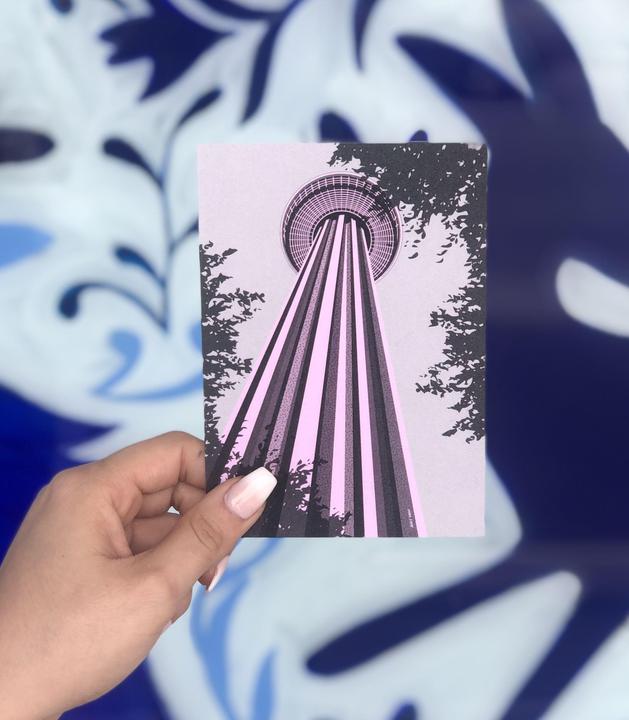 ADO* Hemisfair Tower Art Print/Postcard by Analy Diego - Lilac Tower - Art - Feliz Modern