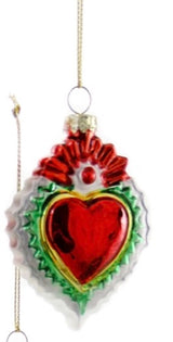 CFC Miniature Milagro Ornament - Red Heart w/ Green Trim - Christmas - Feliz Modern