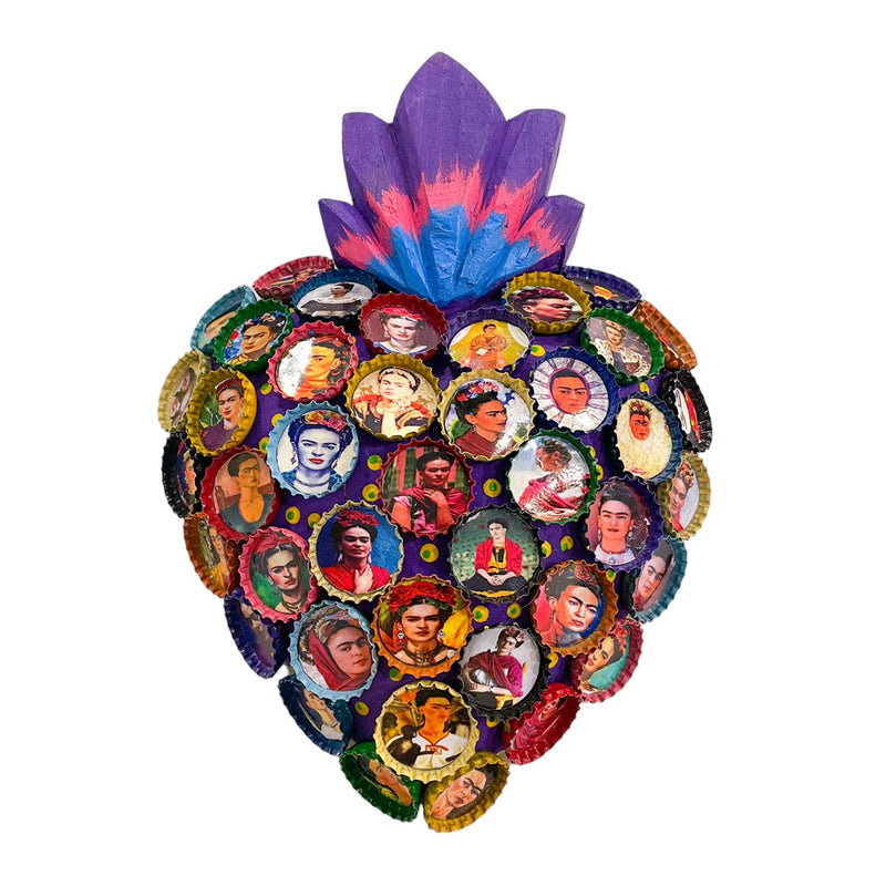 LD Large Bottle Cap Frida Heart - Purple - Decor Objects - Feliz Modern