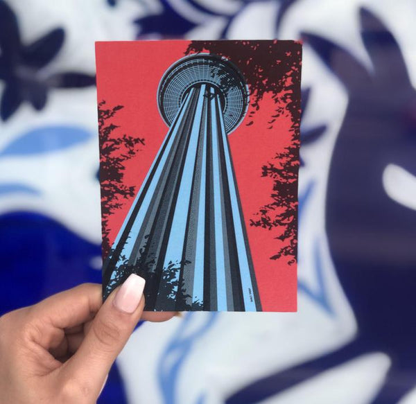 ADO Hemisfair Tower Art Print/Postcard by Analy Diego - Blue Tower - Art - Feliz Modern