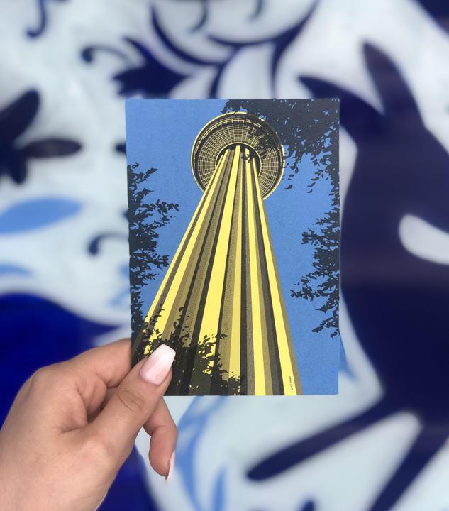 ADO* Hemisfair Tower Art Print/Postcard by Analy Diego - Yellow Tower - Art - Feliz Modern