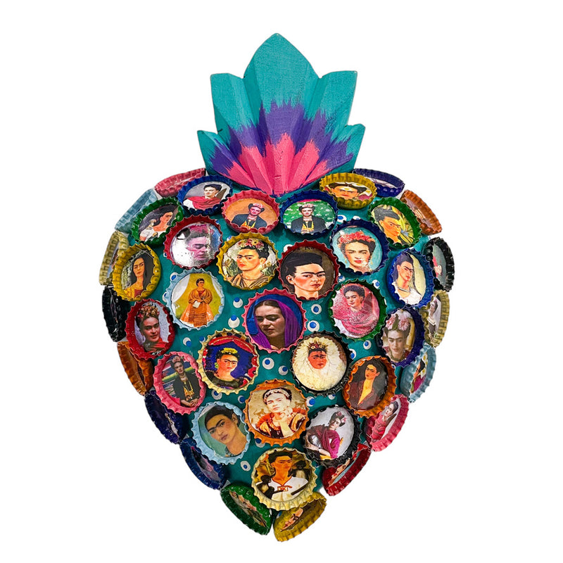 LD Large Bottle Cap Frida Heart - Turquoise - Decor Objects - Feliz Modern