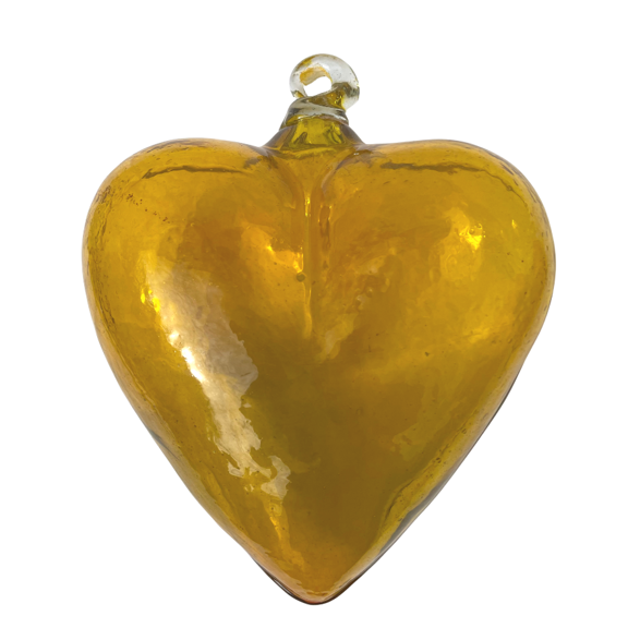 FMD Handmade Glass Heart Ornament - Yellow - Christmas - Feliz Modern