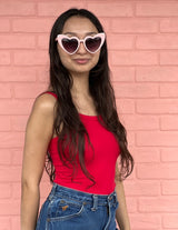 TAM Retro Heart Sunglasses - Choose Your Color! - Pink w Dark Lens - Sunglasses - Feliz Modern