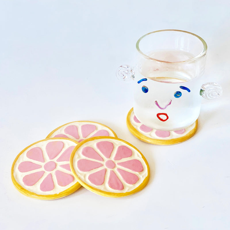 SMOC* Handmade Ceramic Fruit Coasters - Grapefruit (Individual) - Coasters - Feliz Modern