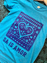 MMF* SA is Amor Kids Shirt - Blue on Blue -  - Clothing - Feliz Modern