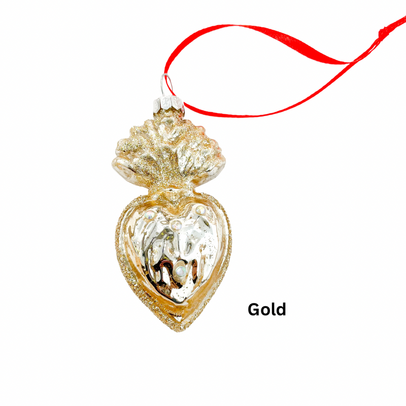 CFC Assorted Small Sacred Heart Ornament - Gold - Christmas - Feliz Modern